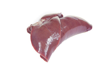 Pig liver on white background