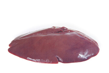 Pig liver on white background