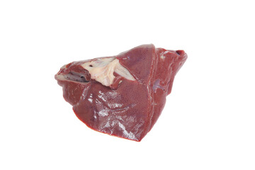 Pig liver on white background