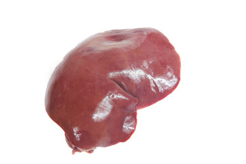 Pig liver on white background