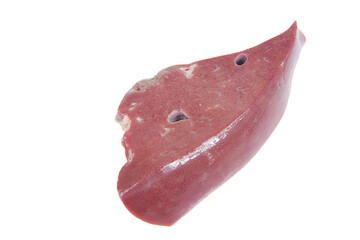 Pig liver on white background