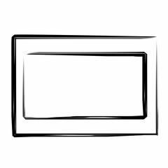 rectangular frame copy space vector with rough ink lines, minimal black outline border on white background, perfect for design, text box, decoration, or template art