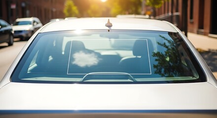 Obraz premium Modern Car Rear View with Passengers.