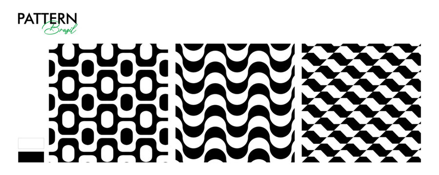 Brazilian Sidewalk Seamless Pattern Vector &ndash; Copacabana, Ipanema and Sao Paulo Pavement Design in Black and White
