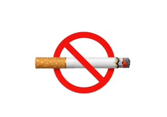 No smoking sign with a cigarette isolated on transparent background, prohibition