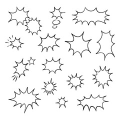 Hand drawn comic speech bubble doodle collection with sketchy outline vector illustration