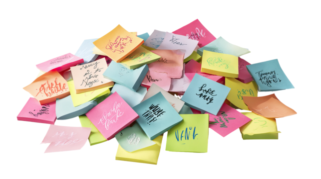 Collection of Sticky Notes with Inspirational Quotes on Transparent Background