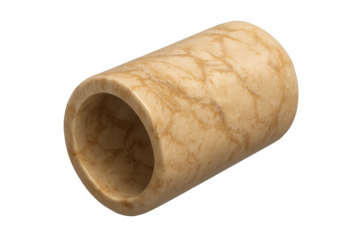Marble cylinder tube with hollow interior for product display, architectural details, or abstract design, transparent background