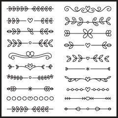 Obraz premium Assorted Hand Drawn Decorative Borders and Dividers with Floral and Geometric Elements doodle sketch