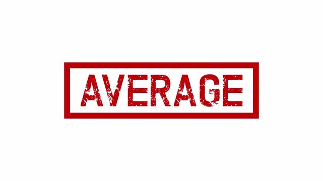 Red average stamp on a white background indicating a standard or typical result in business or academics.