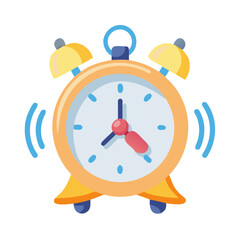 Ringing Alarm Clock with Hour Minutes and Wavy Sound Waves