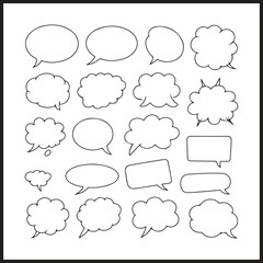 Assortment of Hand Drawn Comic Style Speech and Thought Bubbles vector illustration