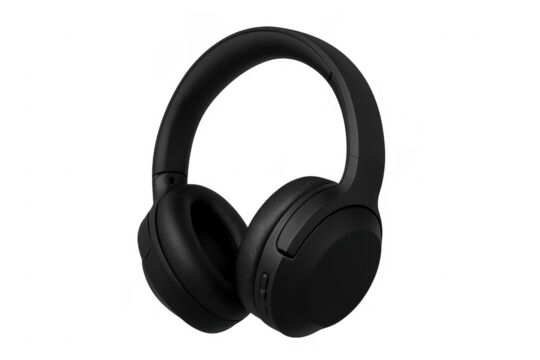 Black wireless headphones for listening to audio and music