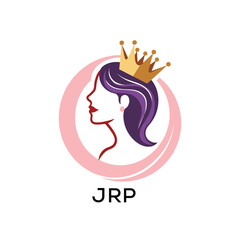 JRP Beauty Queen Logo Design. JRP with Crown and Elegant Woman Silhouette | Feminine Luxury. JRP Brand Identity for Salon, Spa, or Cosmetics.
