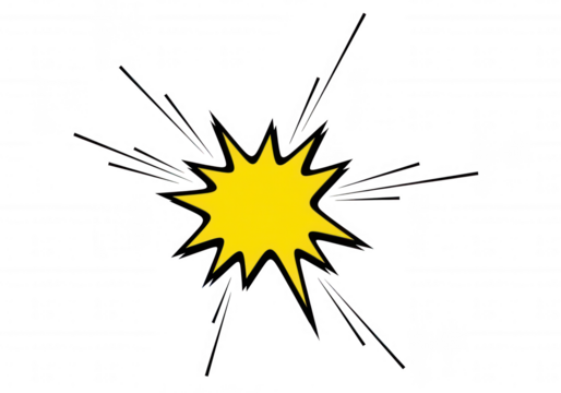 Yellow Starburst Explosion isolated on a transparent background