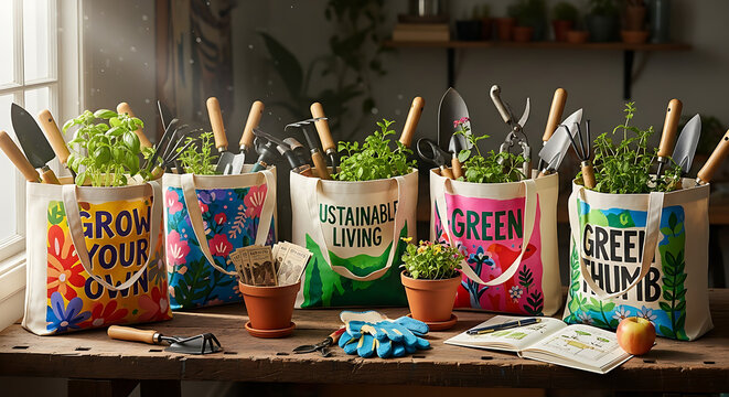 Eco-friendly gardening kit featuring sustainable living tools, perfect for green thumbs and eco-conscious gardeners wanting a vibrant, organic lifestyle