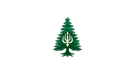 Illustration of a stylized green tree with a trident symbol transparent background