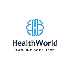 Modern initial letter H with abstract line pattern medical symbol in blue circle for healthcare medical service or global wellness initiative Logo design
