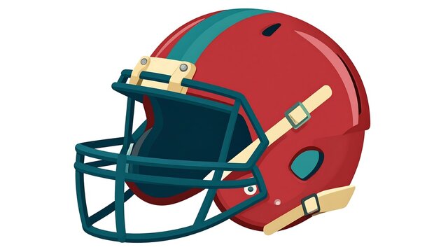 Red and teal football helmet