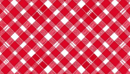 Red and white diagonal plaid fabric