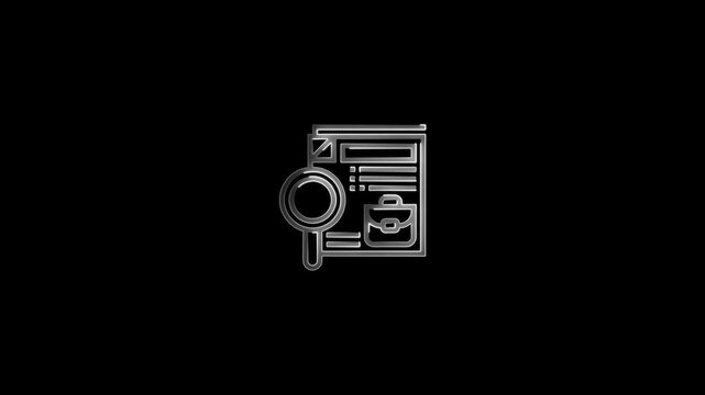 Magnifying Glass Over Document With Briefcase Icon Outline paper