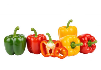 Colorful bell peppers arrangement isolated on a transparent background