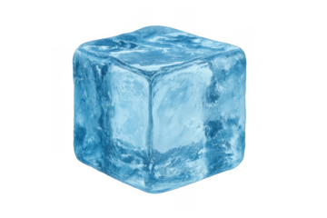 Ice cube standing frozen on transparent background