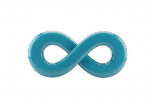 Blue infinity symbol glossy isolated on a transparent background