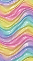 Wavy, flowing texture with iridescent rainbow colors, smooth and glossy surface