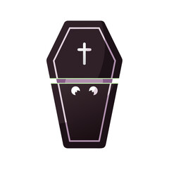 Obraz premium Dark brown coffin with cross