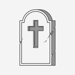 Fototapeta premium Cracked gravestone with cross