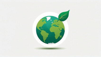 Obraz premium Green Planet Earth with a Leaf Symbolizing Environmental Conservation and Sustainability