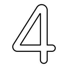 number four line icon with editable stroke