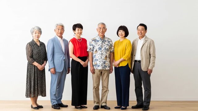 6人のシニア夫婦のポートレート