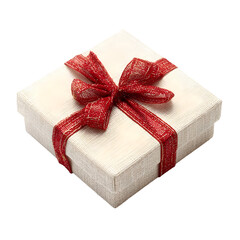 Gift box with red ribbon isolated on transparent background