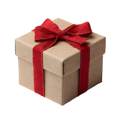 Gift box with red ribbon on transparent background