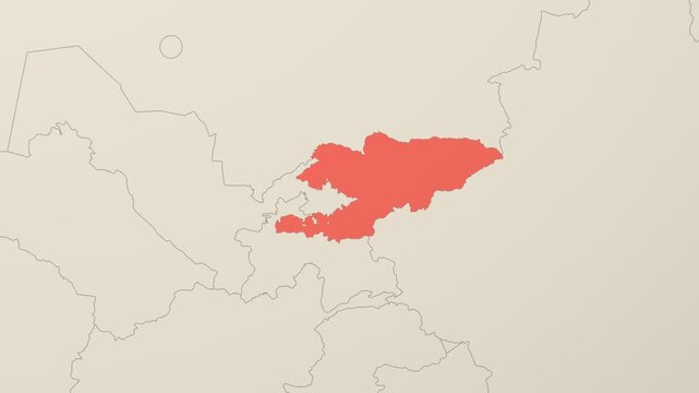 Kyrgyzstan map. Animated zoom into the country on the Globe in Teal Pale Mint color palette. Country logo animation. Map with meridians, parallels. Amazing video.