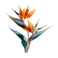 Strelitzia flower bloom display against transparent background