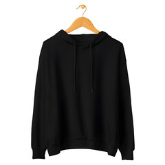 Black hoodie apparel isolated on transparent background for design and mockup
