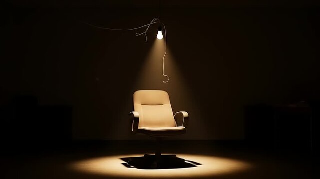 Empty Chair Under Spotlight - Awaiting the Interviewees Arrival.