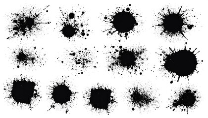 Ink splatters on white background