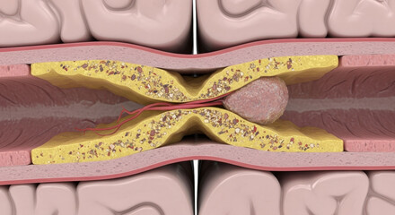 Atherosclerosis blocking a blood vessel causing a aneurysm formation