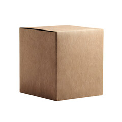 Simple brown cardboard box isolated on transparent background for product packaging and design