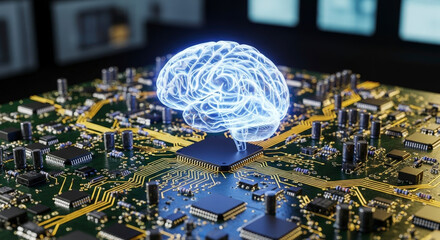 Artificial Intelligence Brain Illuminating the Advanced Computer Chip Technology