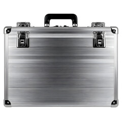 Metallic briefcase isolated on transparent background business and finance concept copy space