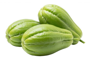 Green chayote gourds isolated on a transparent background