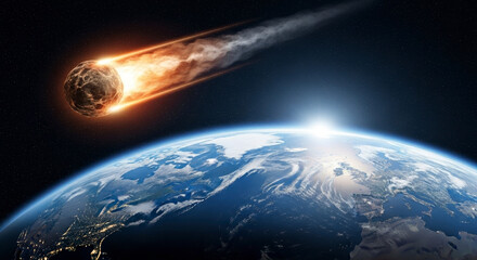 Fiery Meteor Streaks Across Earth Atmosphere Above Continents