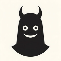 Smiling Devil Character Illustration in Black and White