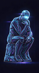 Robot Sitting Thinking Future Technology Concept Artwork