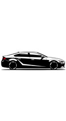 Car Illustration Black Silhouette Side View Automotive Design